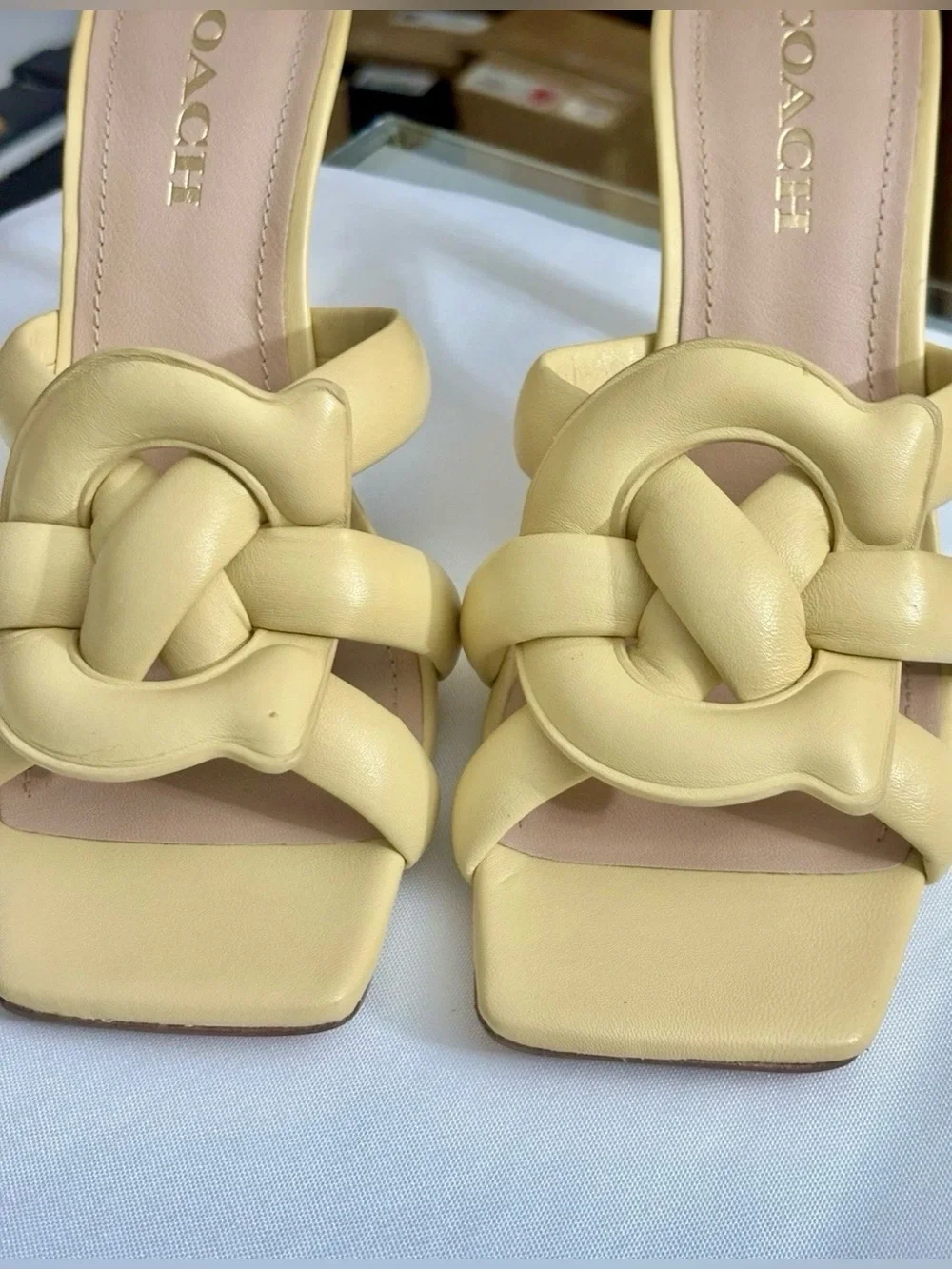 Coach Yellow Kellie Leather Sandal Size 9B.